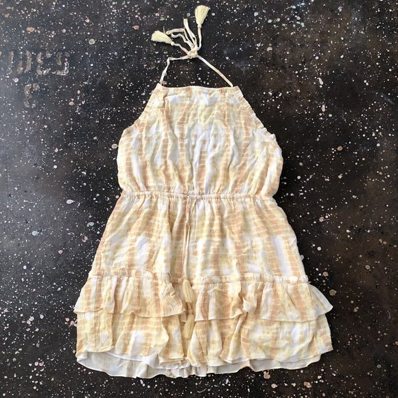 MAJORELLE Baker Mini Dress Yellow Tie Dye Tassel Summer - Picture 4 of 7